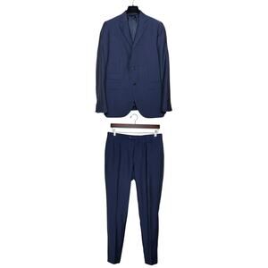 Massimo Dutti Navy Wool Mohair Silk Suit 40 Jacket 42 Pants